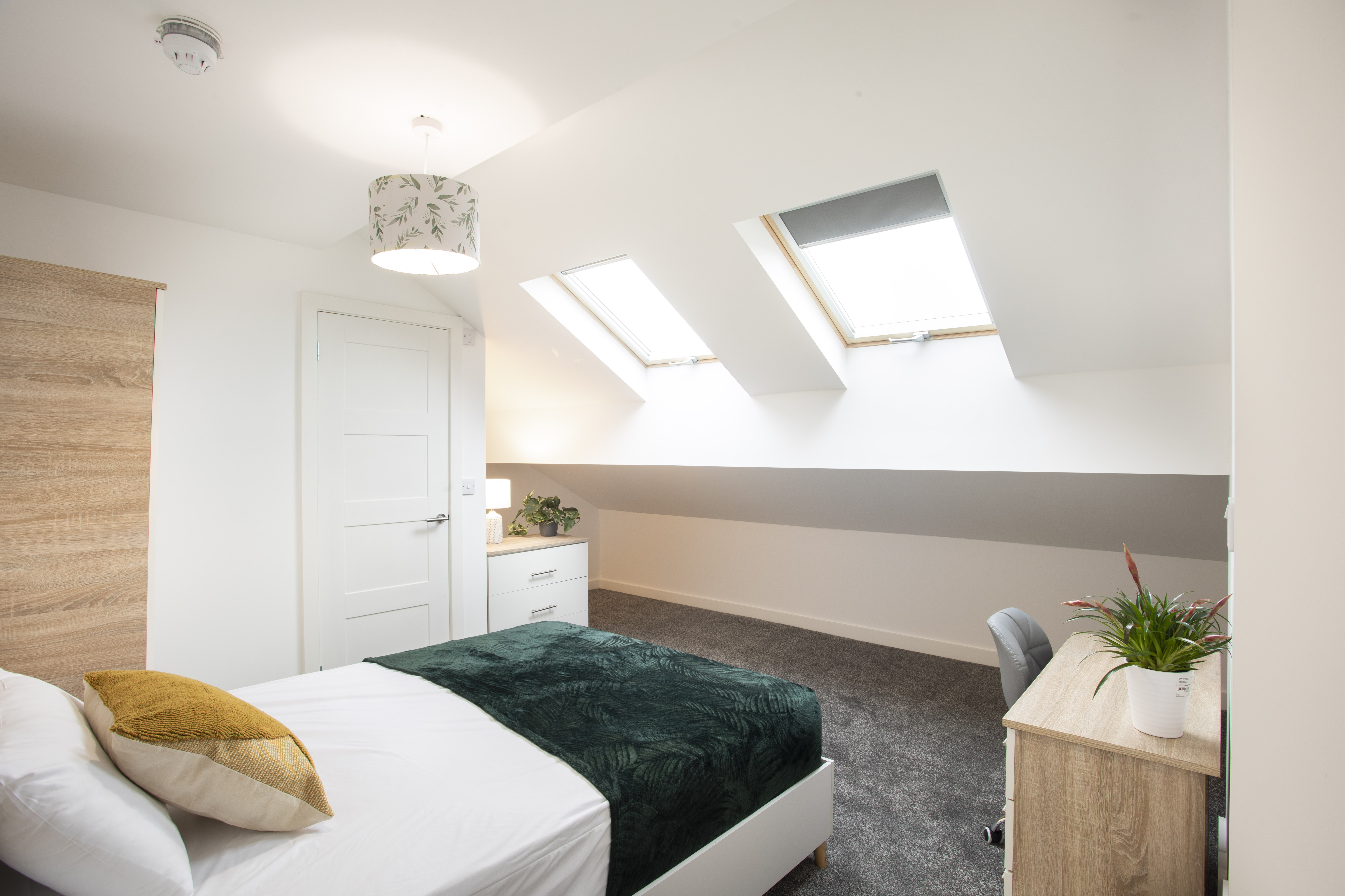 Refurbished attic room with Velux windows — Room 7 after refurbishment